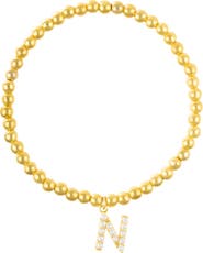 Adornia Faux Pearl Initial Charm Beaded Bracelet