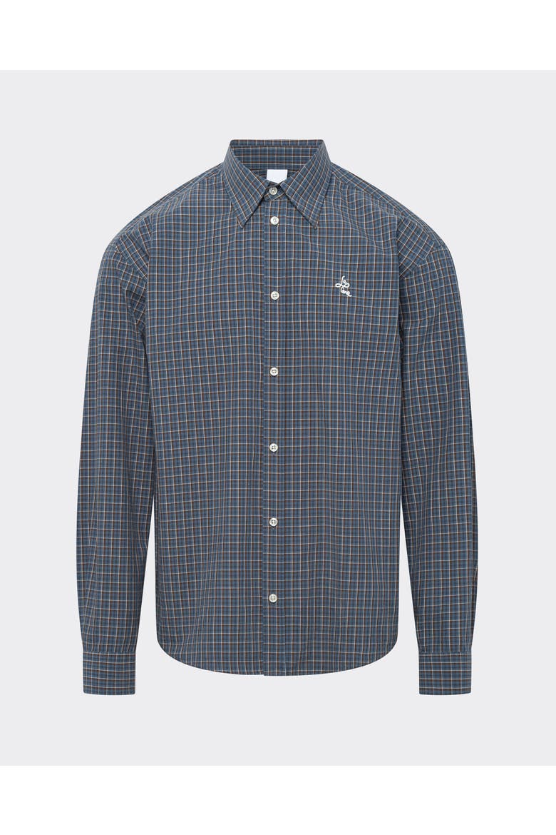 Poplin Button Down Shirt, Main, color, Blue Check