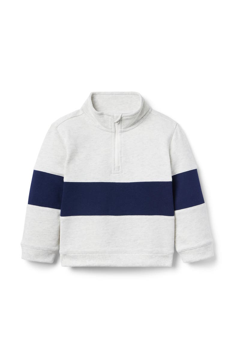 Janie and Jack Stripe Half-Zip Sweatshirt, Main, color, Grey