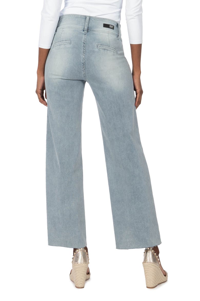 High Waist Fray Hem Wide Leg Jeans, Alternate, color, CONCLUSIVE