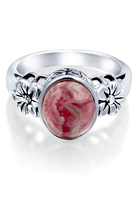 Flower Oval Pink Ring