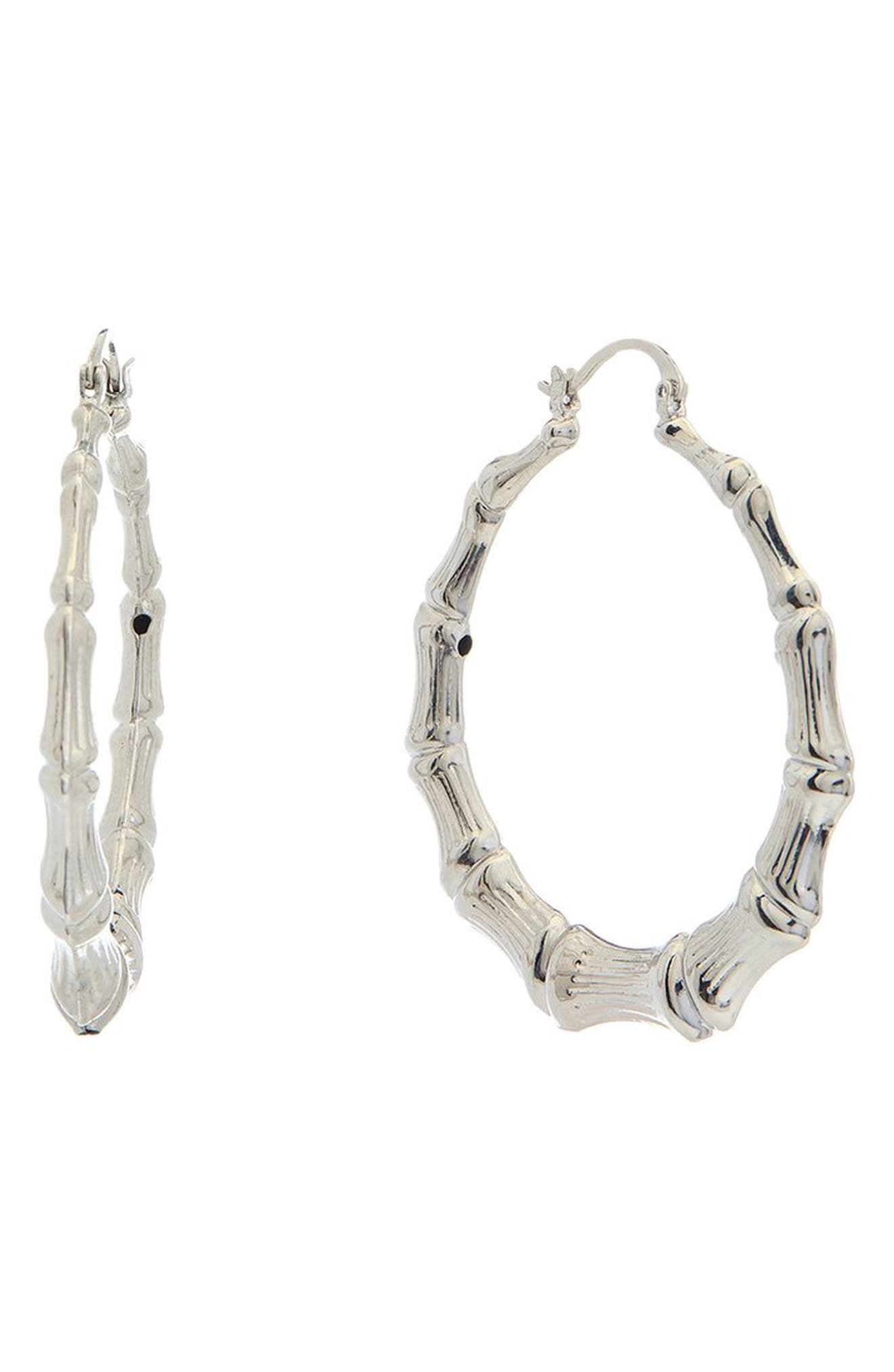 Bamboo Texture Oval Hoop Earrings
