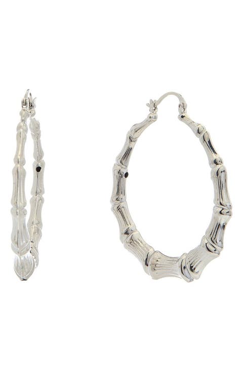 Bamboo Texture Oval Hoop Earrings