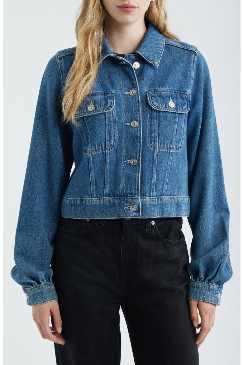 Pacey Crop Denim Jacket, Alternate, color, NAVILI