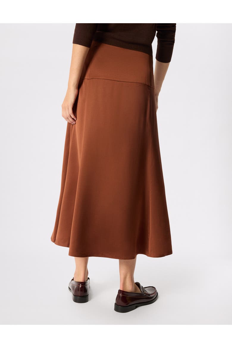 Panel Waist Satin Midi Skirt, Alternate, color, Brown