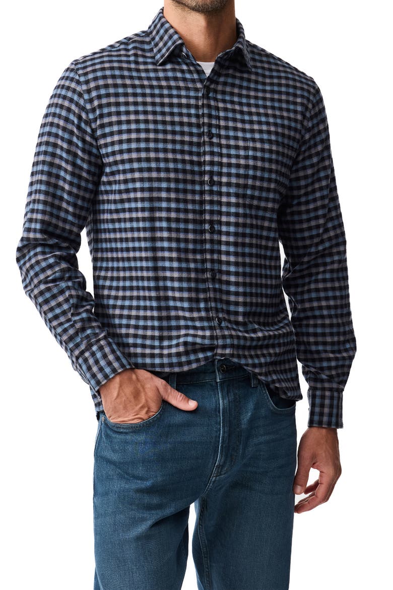All Day Bay Check Button-Up Shirt, Main, color, DEEP OCEAN