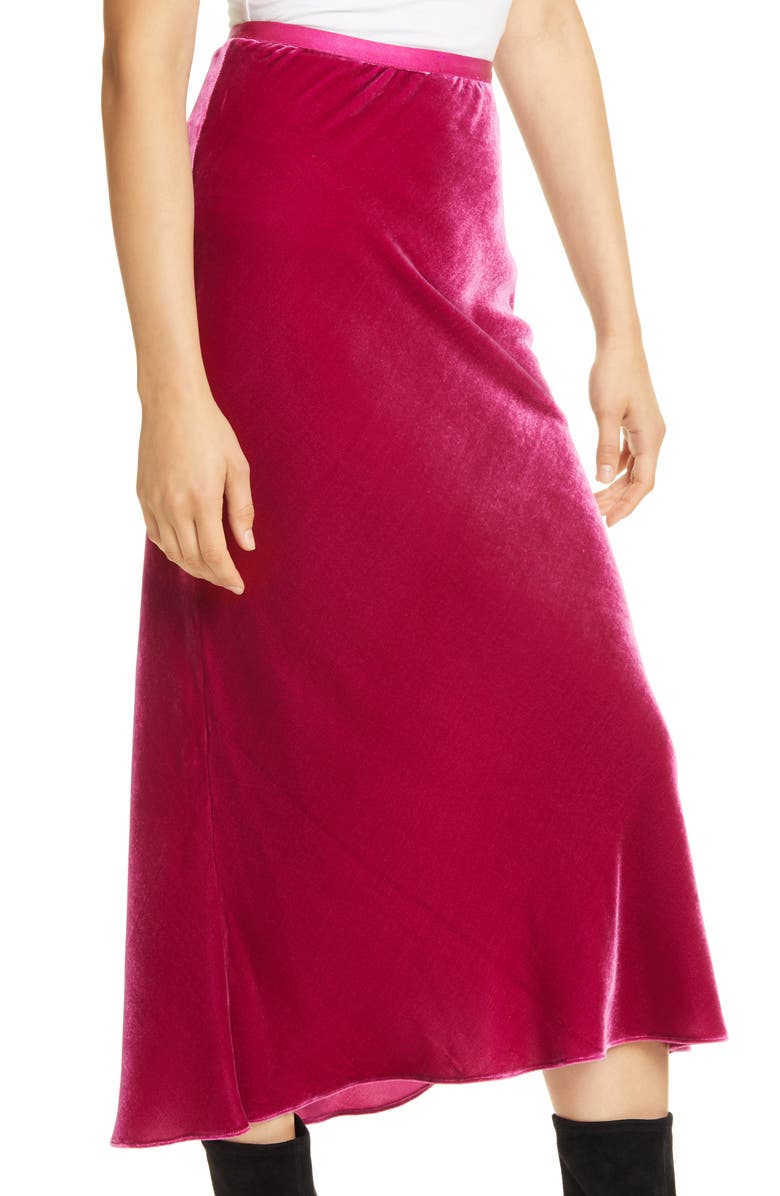Polo Ralph Lauren Bias Cut Silk Velvet Skirt, Alternate, color,