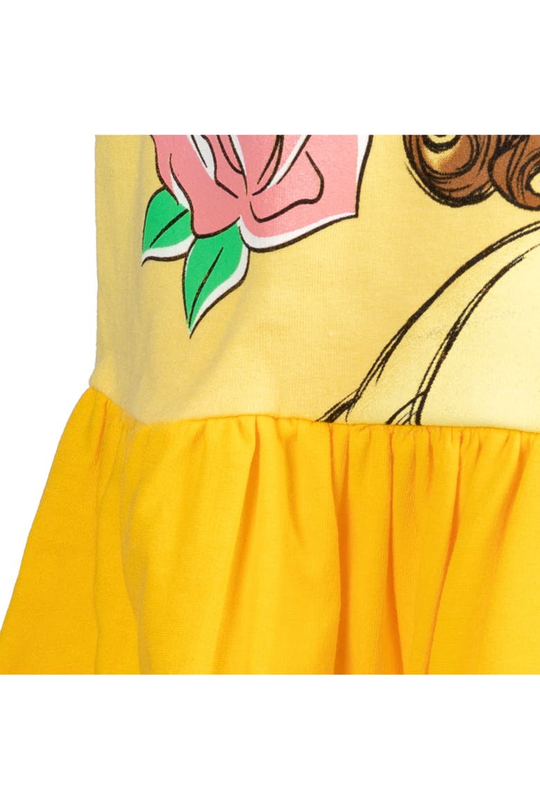 Princess Glitter Short Sleeve Dress, Alternate, color, Belle Bright Yellow