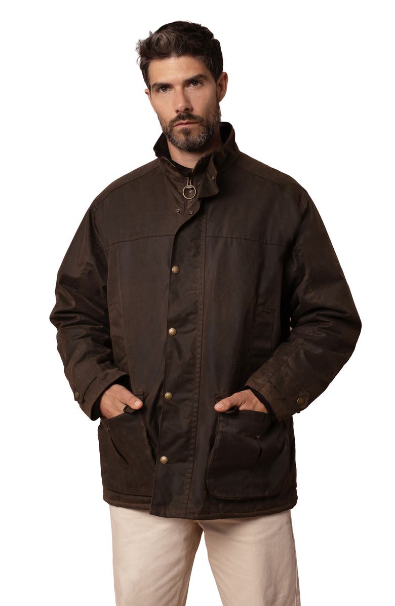Celtic & Co. British Waxed Cotton Jacket, Main, color, Peat