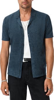 John Varvatos Nayeem Etching Print Organic Cotton Camp Shirt