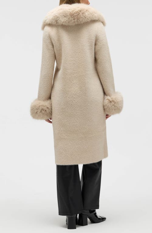 Nvlt Faux Fur Trim Longline Sweater Coat In White