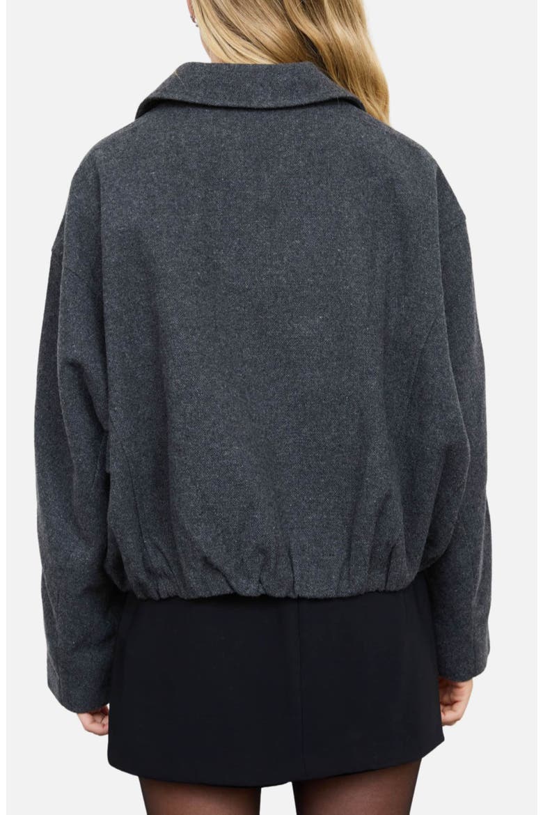 Cropped Balloon Hem Zip Up Jacket, Alternate, color, CHARCOAL