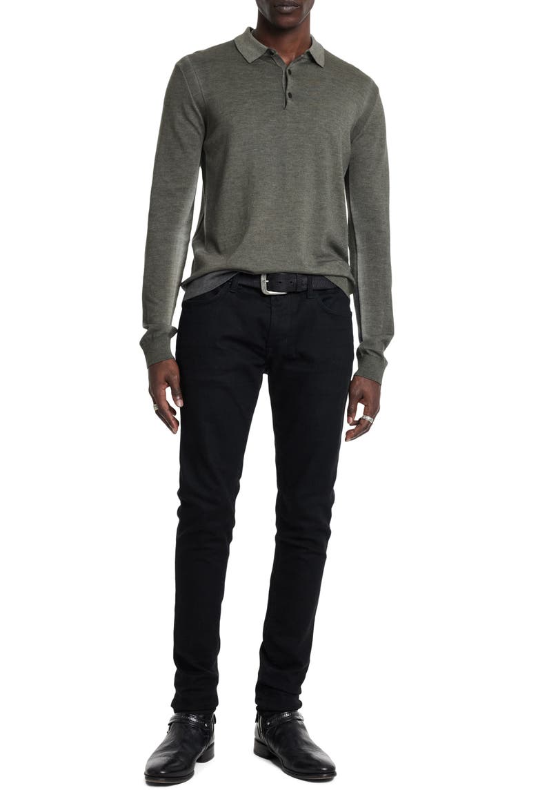 Gustave Long Sleeve Wool Blend Polo Sweater, Alternate, color, CHARCOAL HEATHER