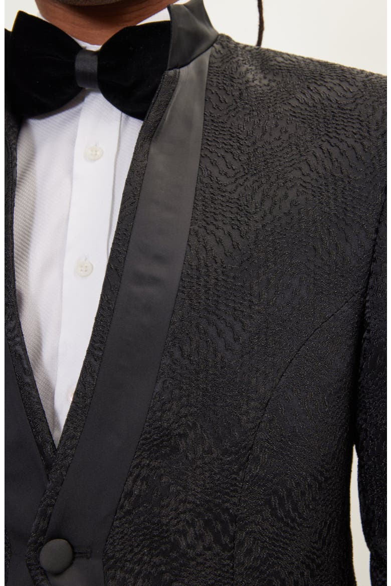 Satin Embellished Tuxedo Jacket, Alternate, color, BLACK