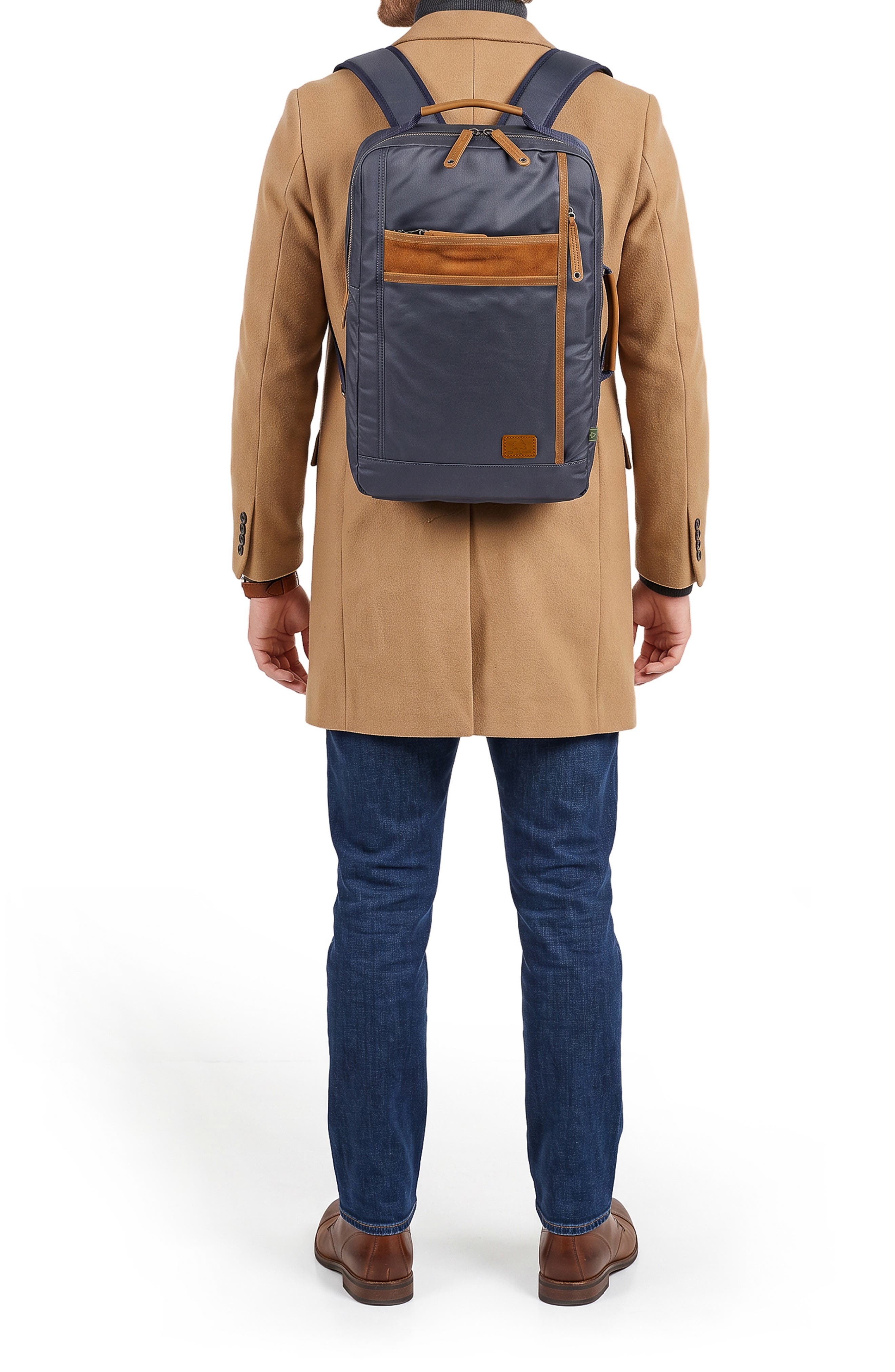 Madrone Coated Cotton & Leather Backpack, Alternate, color, NAVY