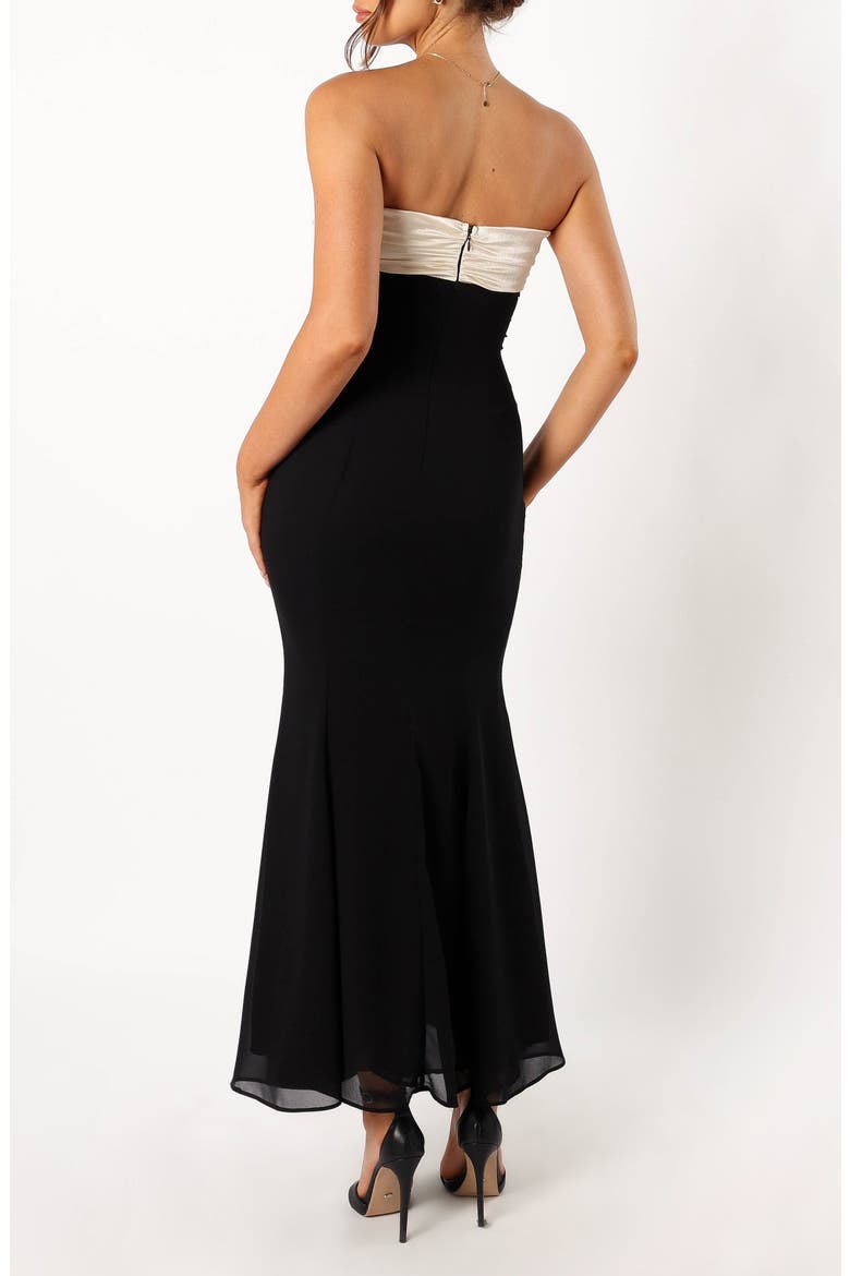 Cecilia Two Tone Strapless Maxi Dress, Alternate, color, BLACK
