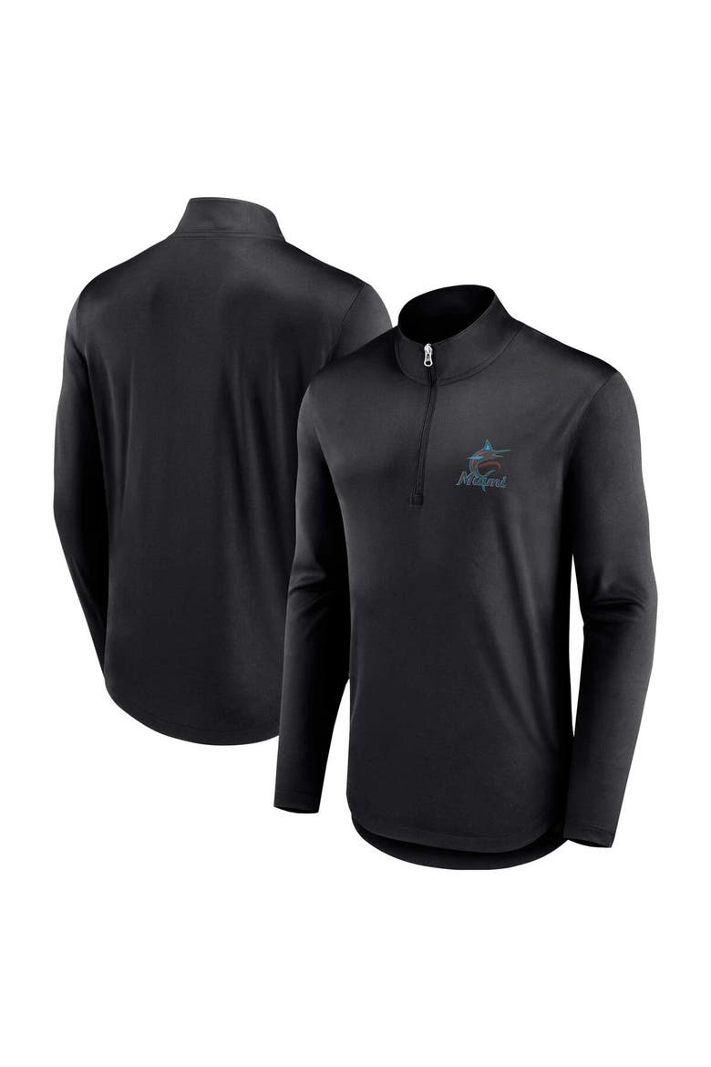 Men's Fanatics Branded Black Miami Marlins Quarterback Quarter-Zip Top, Alternate, color, Black