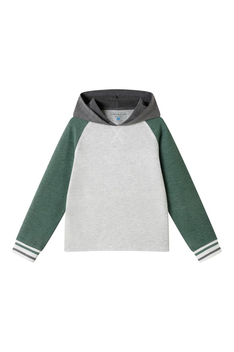 Kids' Raglan Long Sleeve Hooded T-Shirt, Main, color, WHITE/GREEN