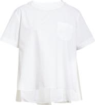 ■sacai■サカイ■Mixed Media Poplin & Chiffon Top■トップス Sacai Mixed Media Poplin & Chiffon Top | Nordstrom