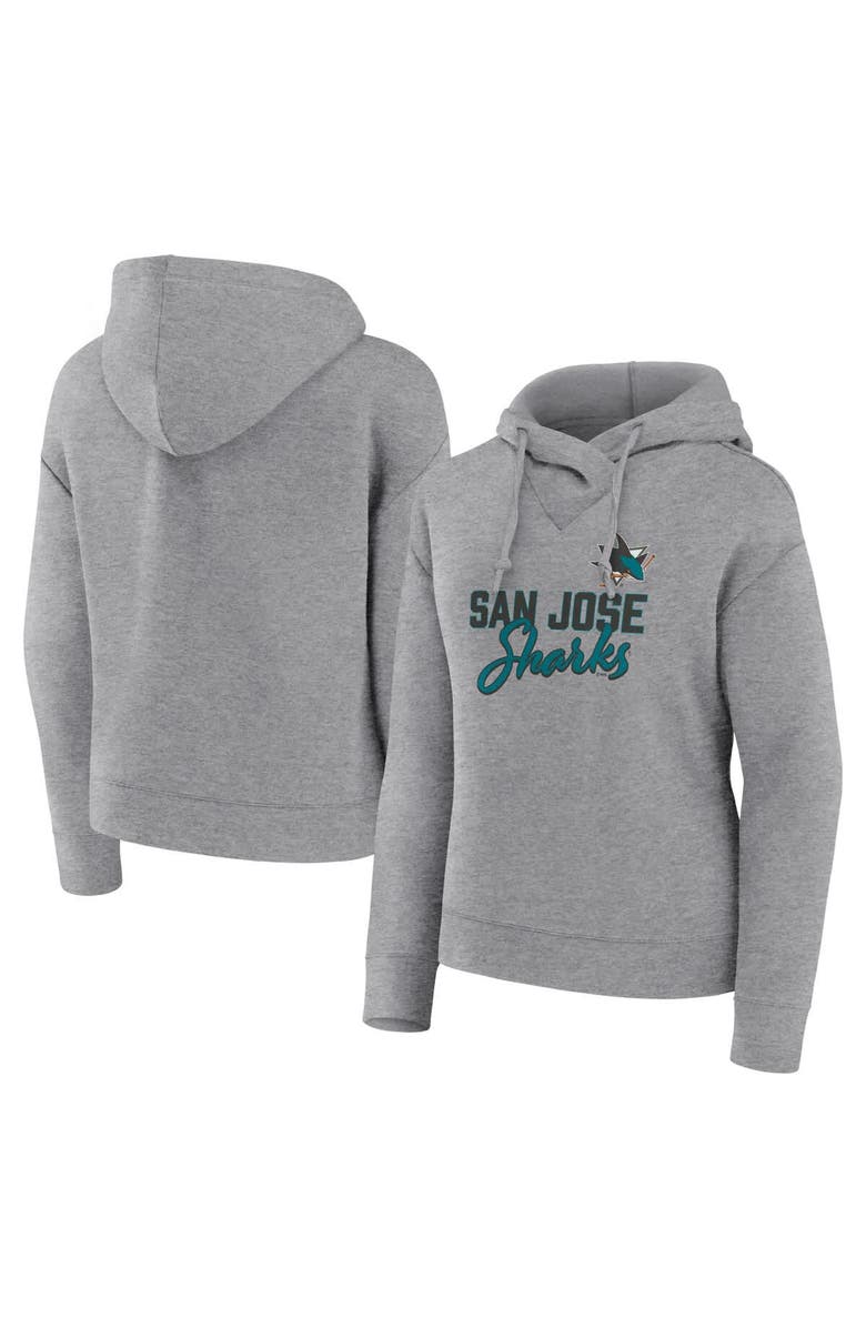 FANATICS Women's Fanatics Heather Gray San Jose Sharks Script Favorite Pullover Hoodie, Alternate, color, Heather Gray