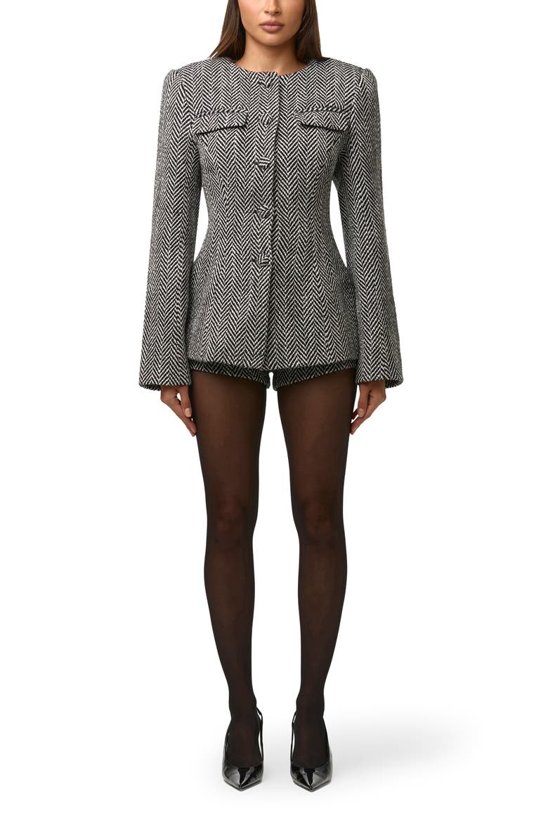 Herringbone High Waist Hot Pants, Alternate, color, BLACK HERRINGBONE