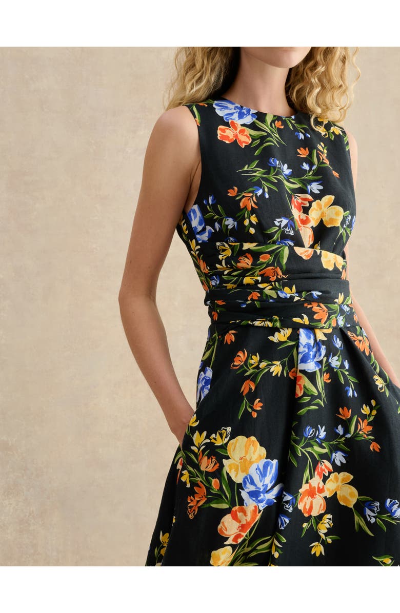 HOBBS LONDON Twitchill Sleeveless Printed Midi Dress, Alternate, color, Navy Multi