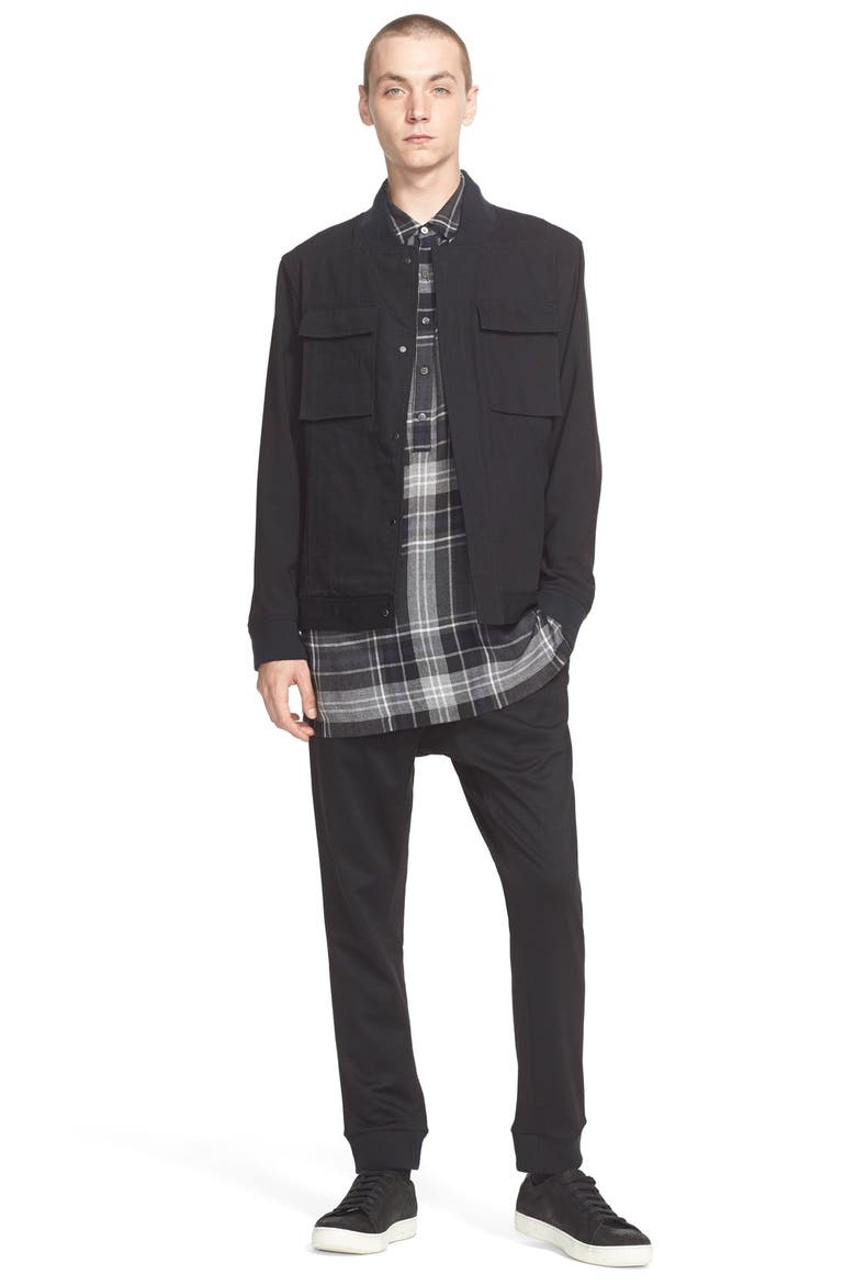 Square Neck Denim Jacket, Alternate, color, BLACK