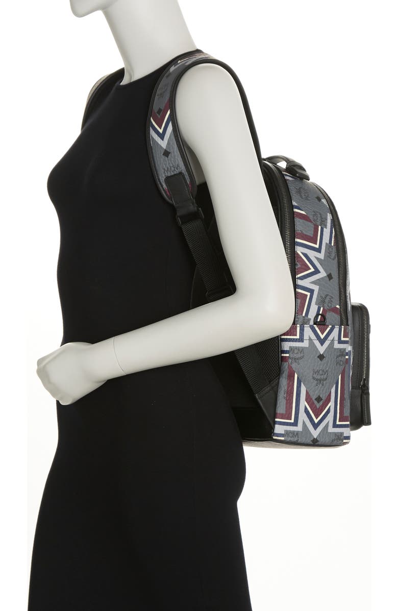 MCM Medium Stark Visetos Leather Backpack, Alternate, color,