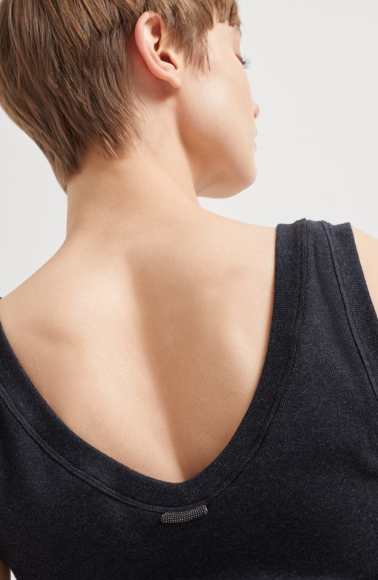 Brunello Cucinelli Ribbed jersey top, Alternate, color, 