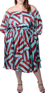 MAYES NYC Edwina Off the Shoulder Long Sleeve Dress