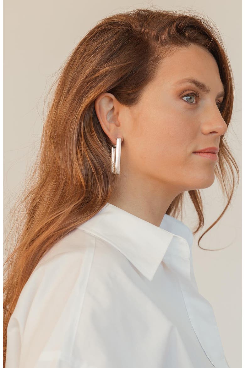 Big Ionian Earrings, Alternate, color, Silver