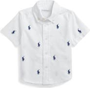 Ralph Lauren Embroidered Short Sleeve Cotton Button-Down Shirt