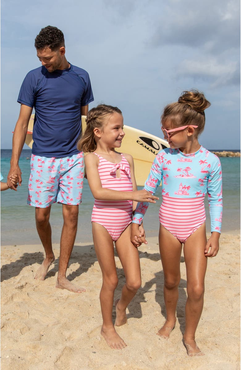 Snapper Rock Kids' Stripe Bow Detail One-Piece Swimsuit, Alternate, color, 