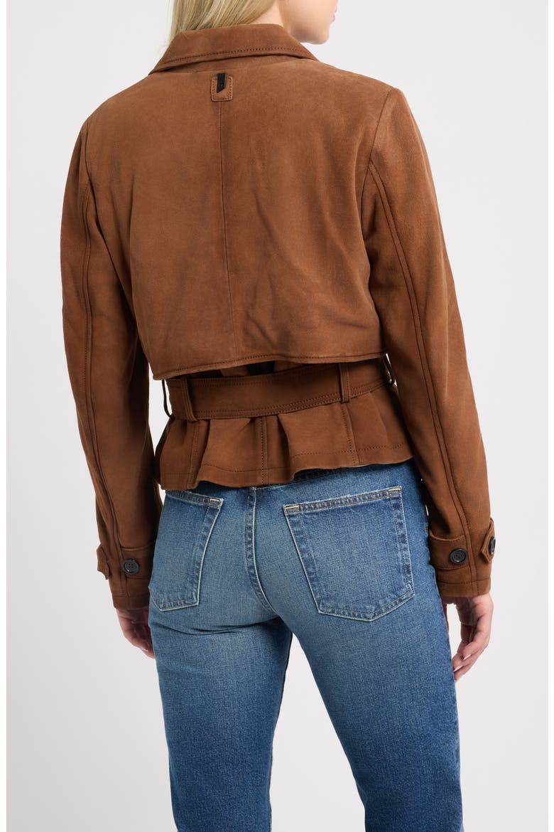 Suede Leather Moto Jacket, Alternate, color, COGNAC