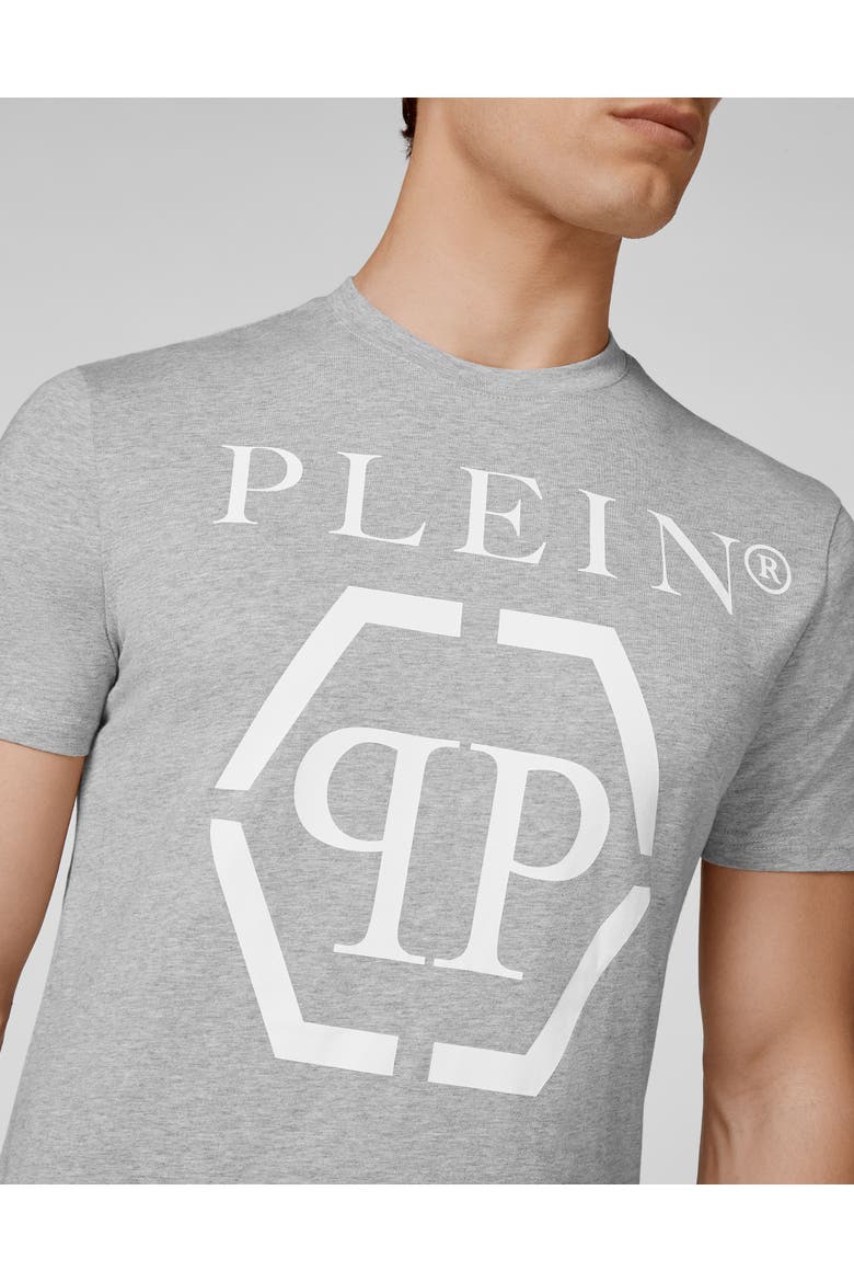 T-Shirt Round Neck Hexagon Men, Alternate, color, grey
