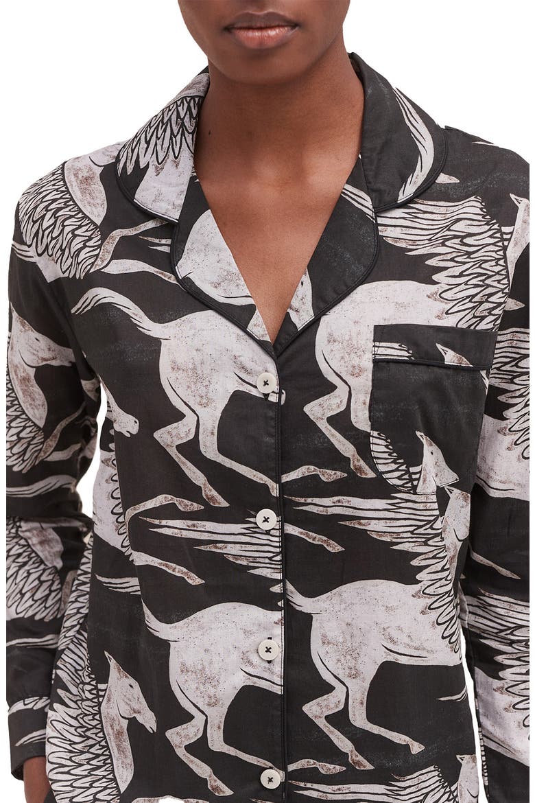Long Sleeve Cotton Pajamas, Alternate, color, BLACK/WHITE