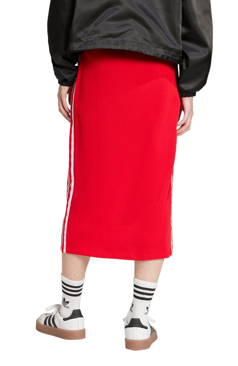 adidas Originals Adicolor 3-Stripes Knit Midi Skirt, Alternate, color, Better Scarlet