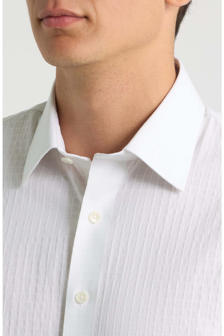 Trim Fit Premium Performance Microcheck Dress Shirt, Alternate, color, WHITE CAZALE CHECK
