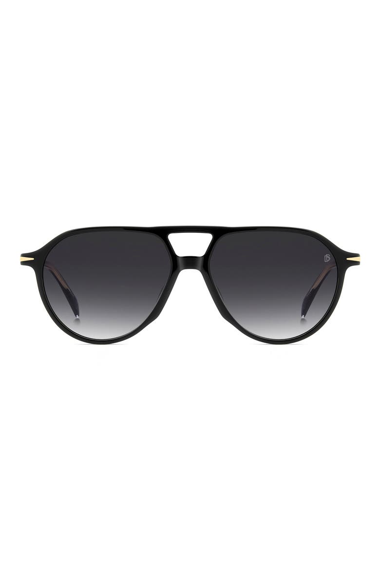 DB 1218/S/US 56mm Gradient Pilot Sunglasses, Main, color, BLACK/ DARK GREY SF