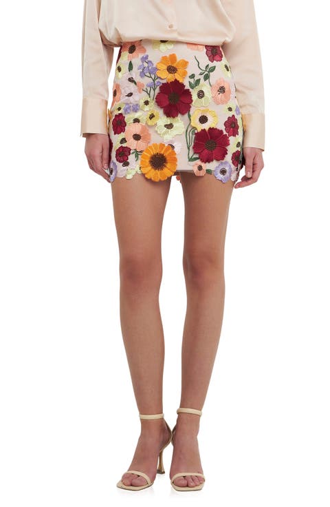Floral Embroidered High Waist Miniskirt