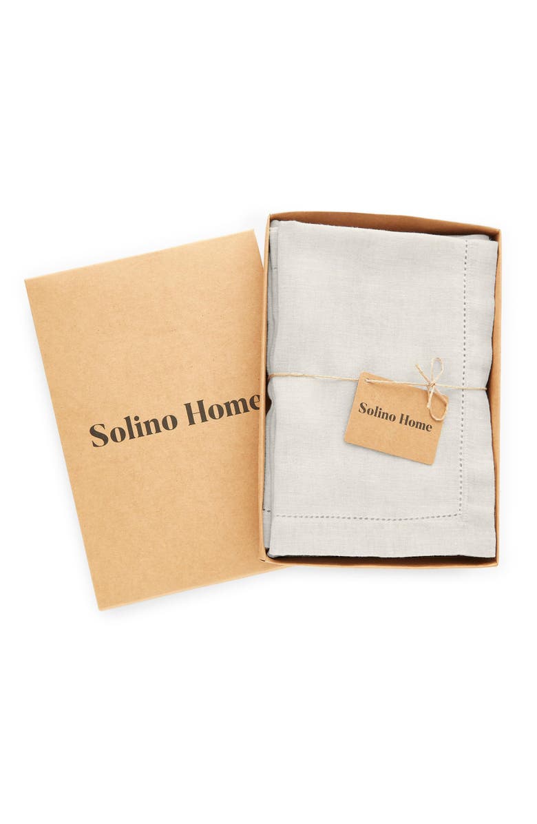 Solino Home Linen Dinner Napkins - Sonoma Hemstitch, 22 x 22 Inch, Alternate, color, Light Flax