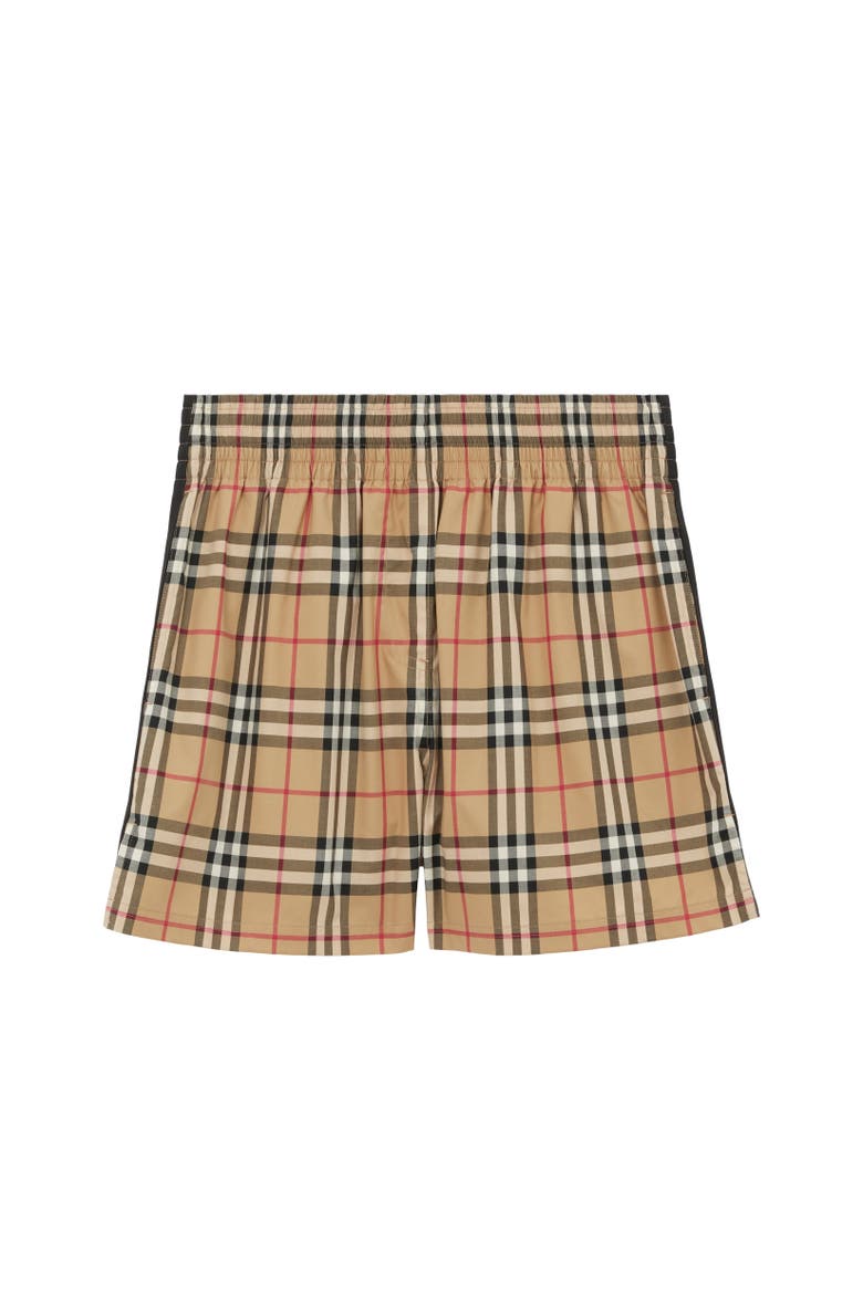 Check Cotton Shorts, Alternate, color, Archive beige