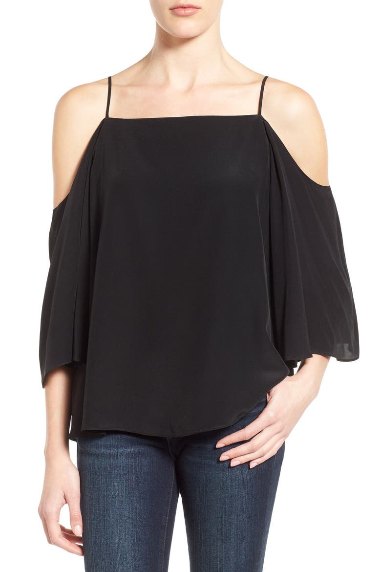 'Tusk' Square Neck Cold Shoulder Top, Main, color, BLACK