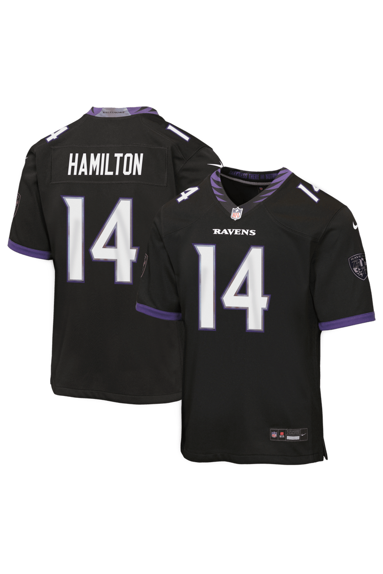 Youth Nike Kyle Hamilton Black Baltimore Ravens Alternate Game Jersey, Main, color, Black