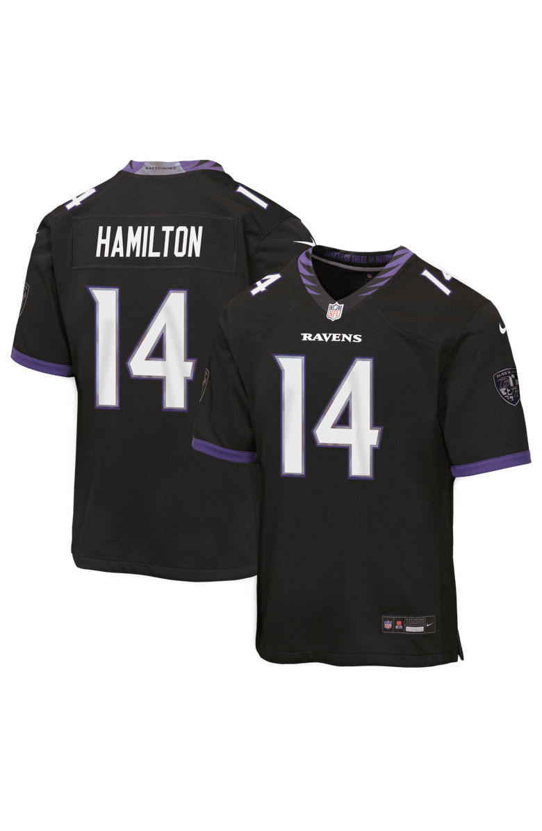 Nike Youth Nike Kyle Hamilton Black Baltimore Ravens Alternate Game Jersey, Main, color, Black