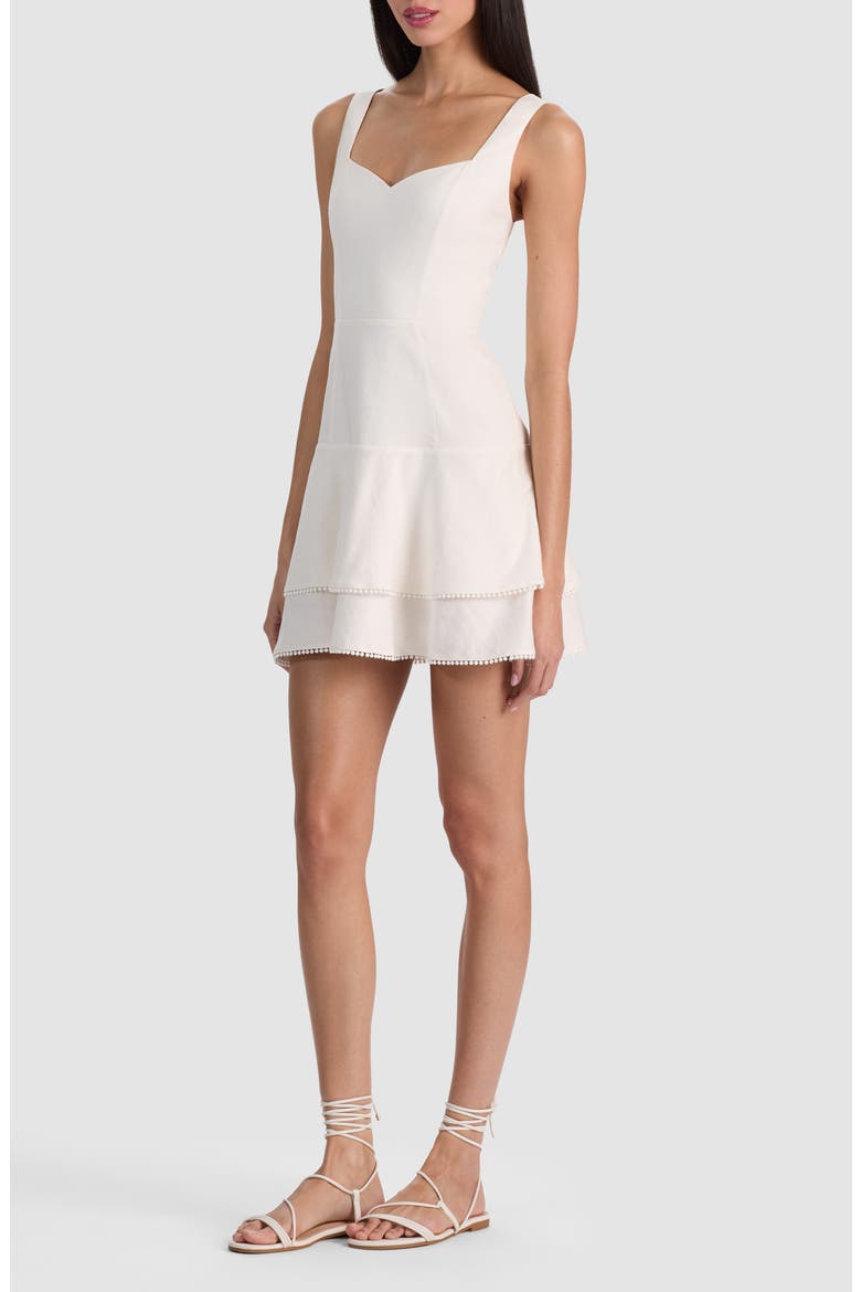 Miriam Picot Trim Linen Blend Minidress, Alternate, color, OFF WHITE