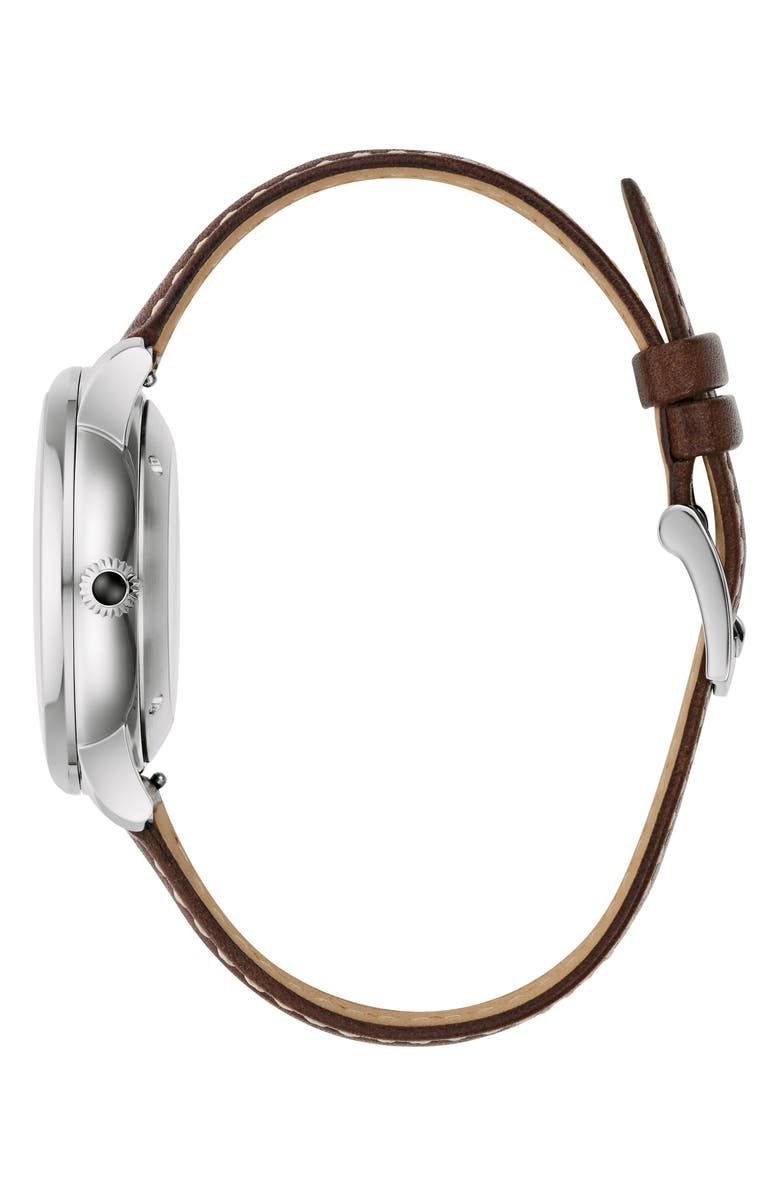 BULOVA x Stetson Longhorn Automatic Leather Strap Watch, 39mm, Alternate, color, Gold-Tone