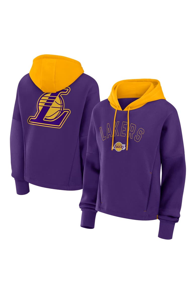 Women's Fanatics  Purple Los Angeles Lakers Post Up Boxy Pullover Hoodie, Main, color, Purple