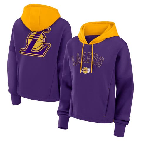Women's Fanatics  Purple Los Angeles Lakers Post Up Boxy Pullover Hoodie