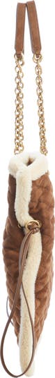 Le Pochon Genuine Shearling Trim Shoulder Bag